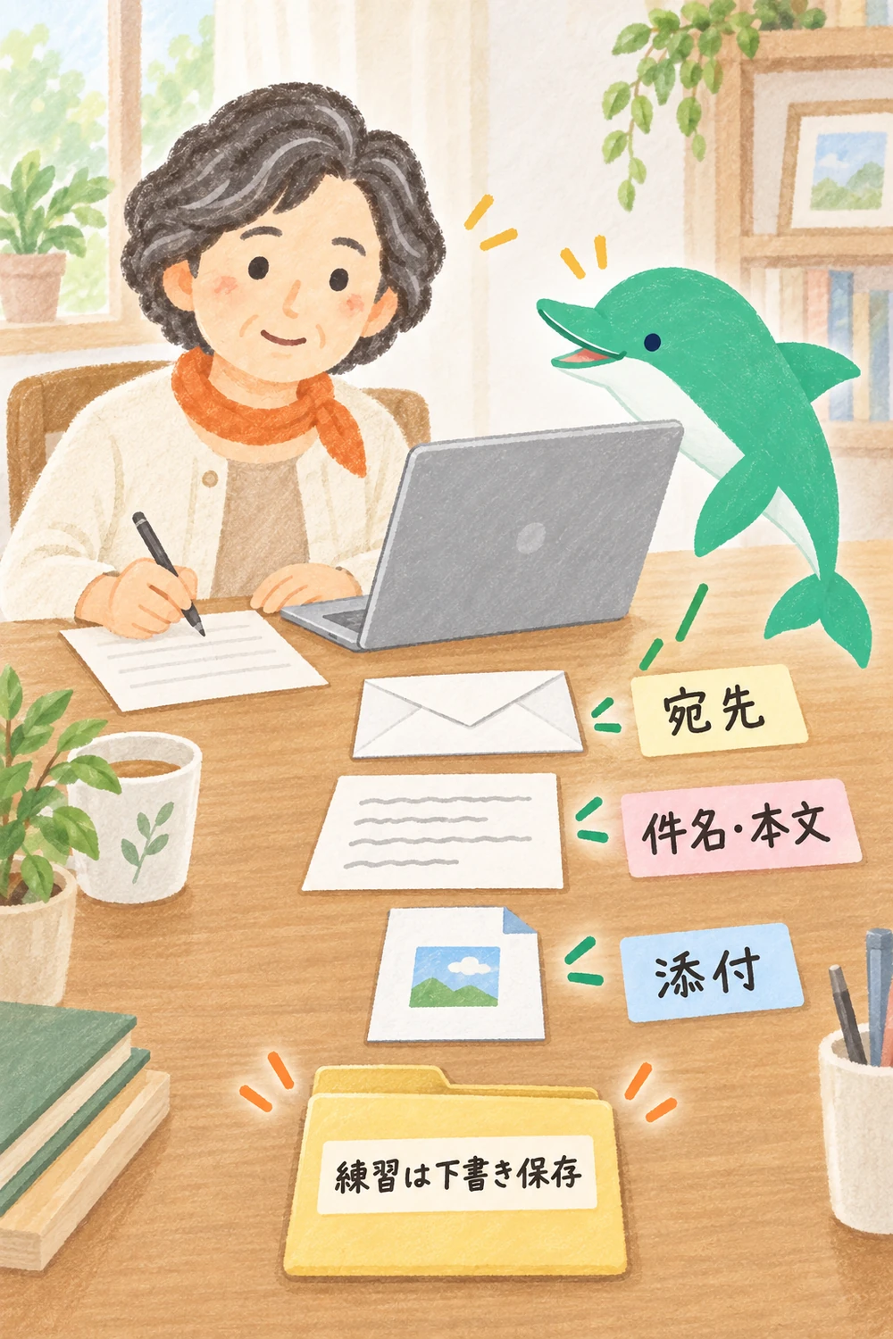 メール作成時に宛先・本文・添付を確かめる順番。
