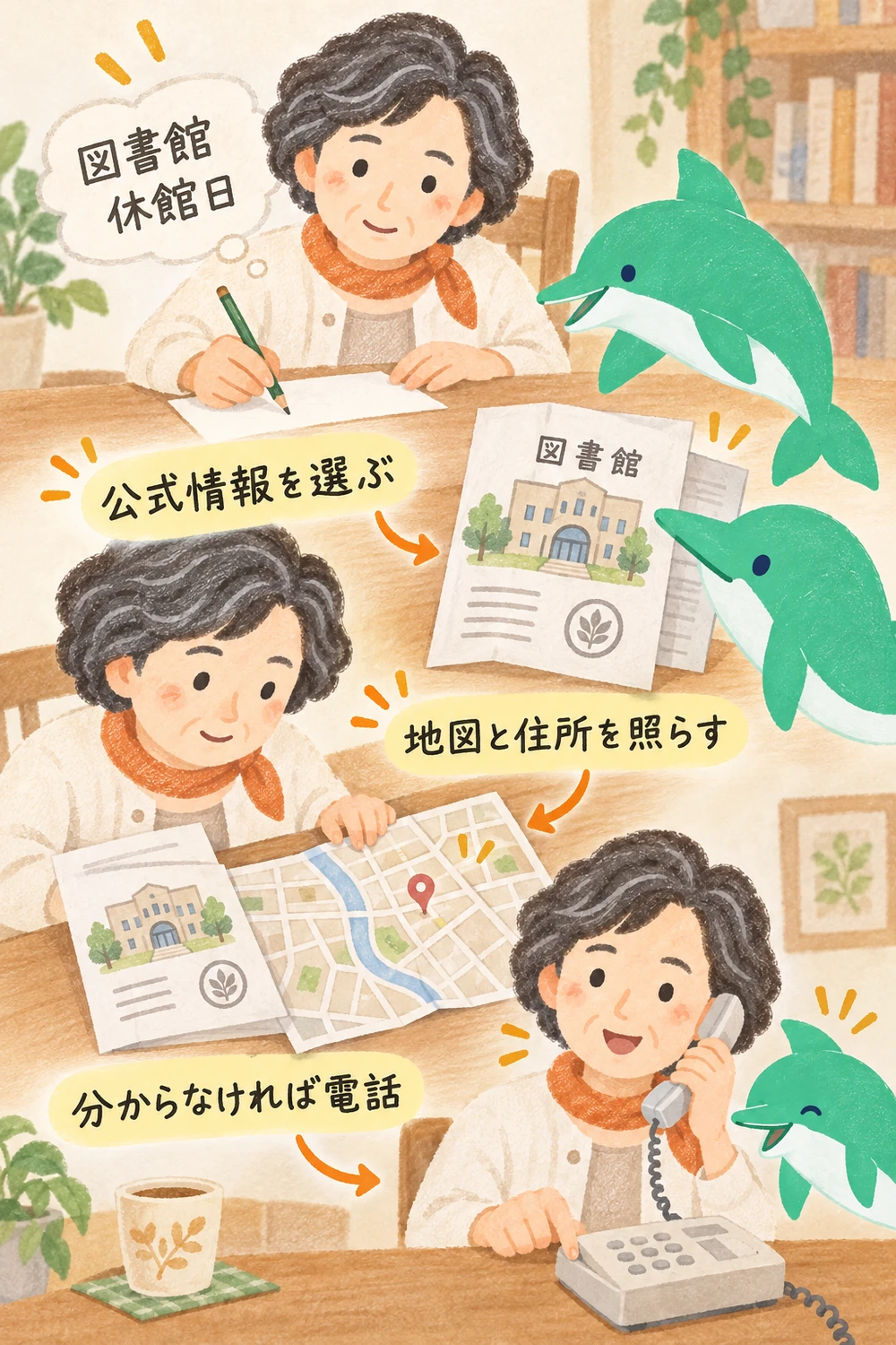目的を決めてGoogle検索かGoogleマップを選び、公式情報で確認する練習の手順