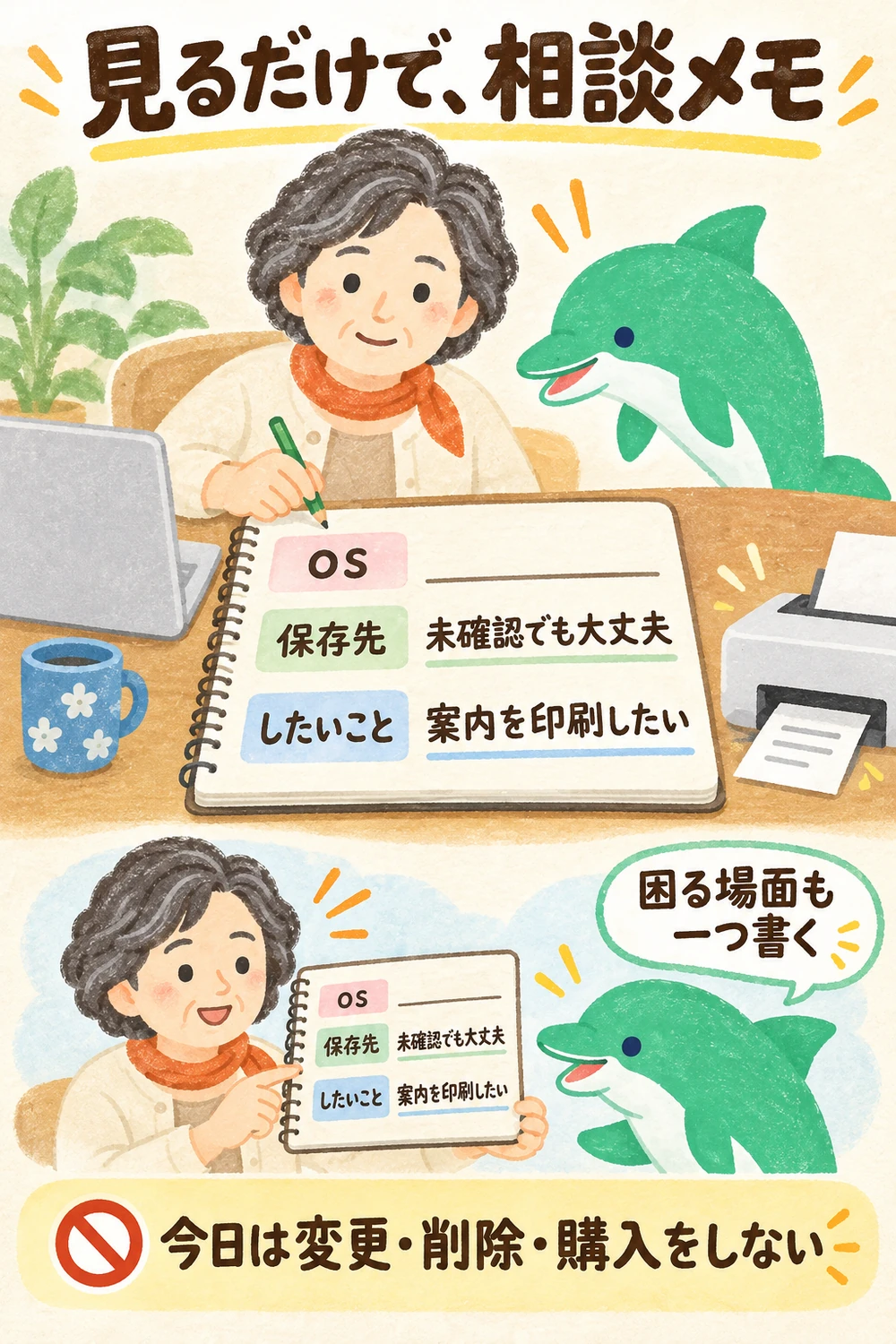 OSを見て、文書の保存先を確認し、使いたいことを一文にする練習