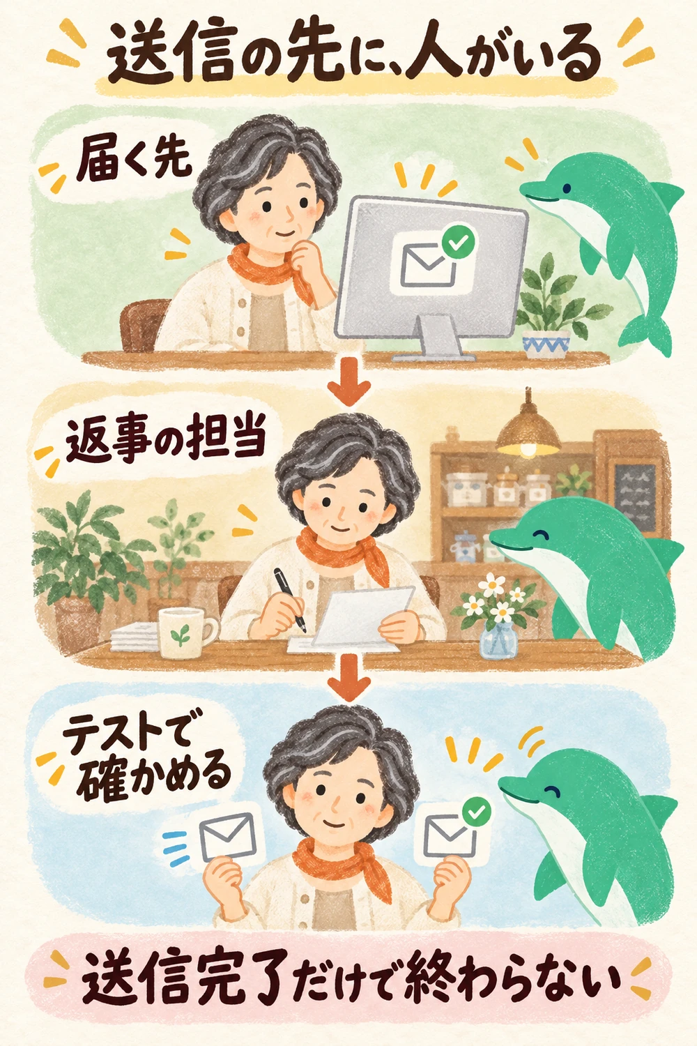 問い合わせフォームの届く先と返事の担当を決め、テストで受信まで確かめる。送信完了だけでは終わらない。