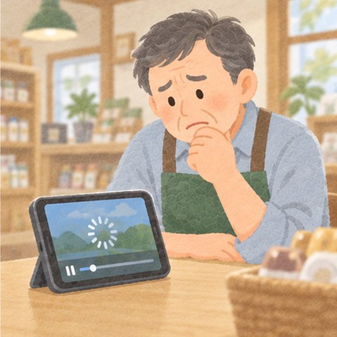 動画が止まって困っているお店の方