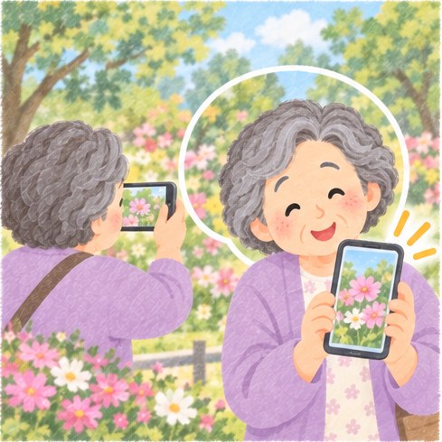 撮った花の写真を、家族に見せるのも楽しみのひとつ