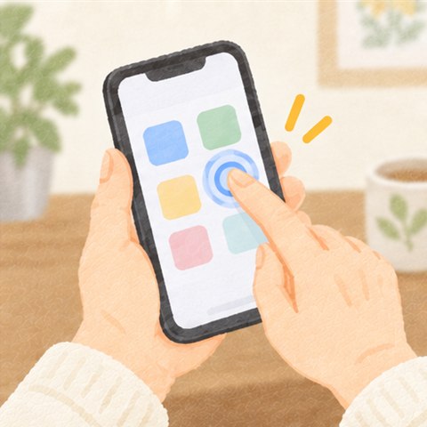 タップのイメージ。指で画面を軽く1回押す